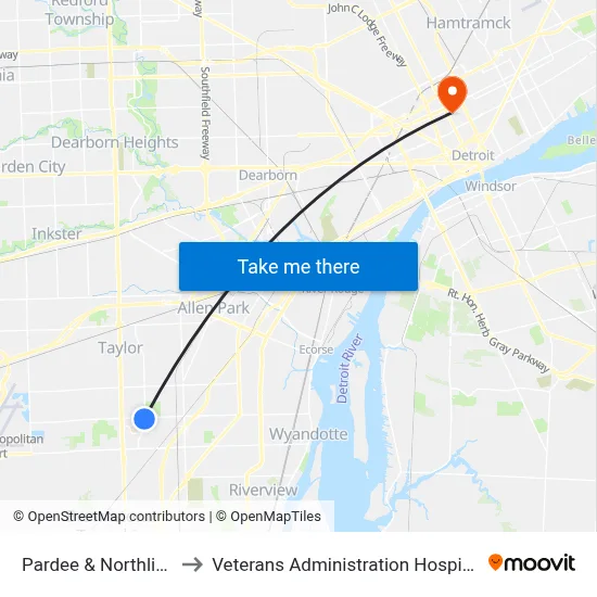 Pardee & Northline to Veterans Administration Hospital map