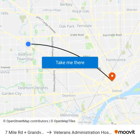 7 Mile & Grandview to Veterans Administration Hospital map