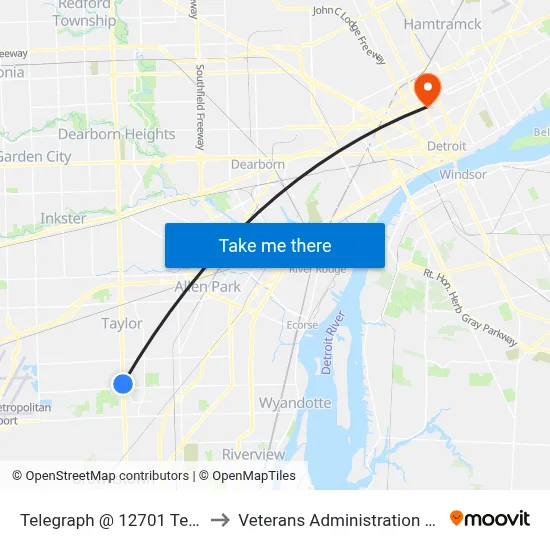 Telegraph @ 12701 Telegraph to Veterans Administration Hospital map
