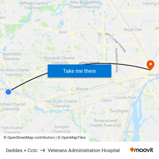 Geddes + Cctc to Veterans Administration Hospital map