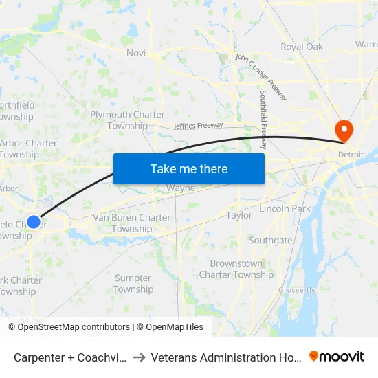 Carpenter + Coachville S to Veterans Administration Hospital map