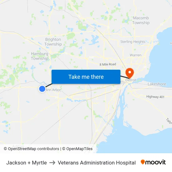 Jackson + Myrtle to Veterans Administration Hospital map