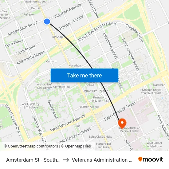 Amsterdam St - Southbound to Veterans Administration Hospital map