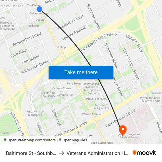Baltimore St - Southbound to Veterans Administration Hospital map
