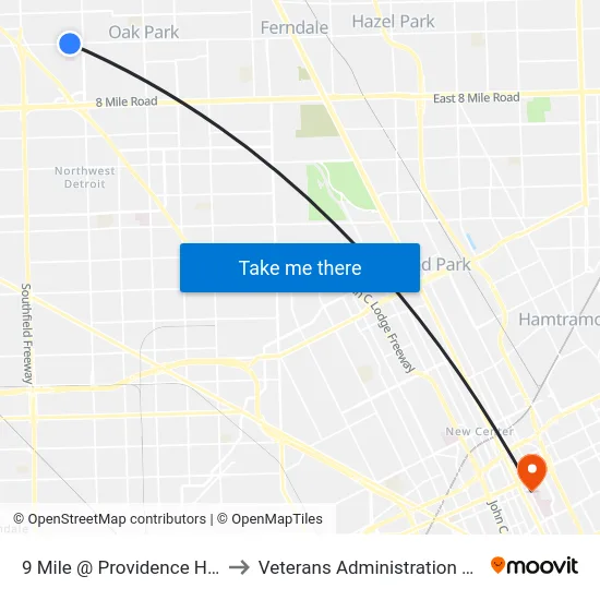 9 Mile @ Providence Hospital to Veterans Administration Hospital map