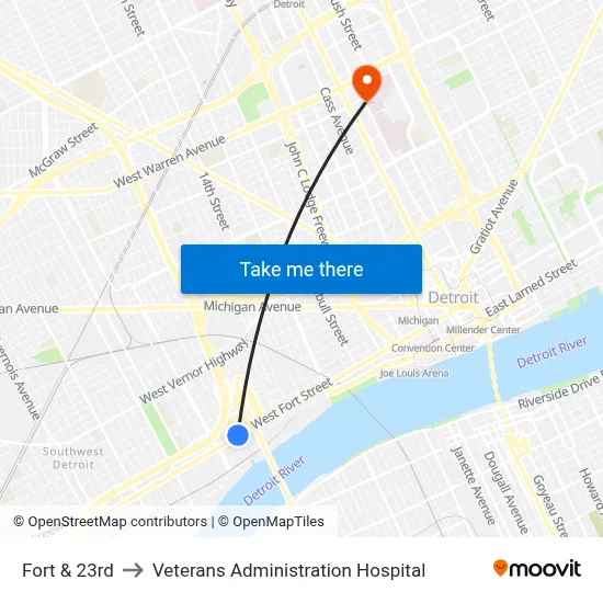 Fort & 23rd to Veterans Administration Hospital map
