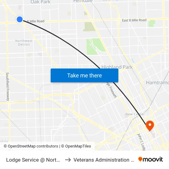 Lodge Service @ Northland Dr to Veterans Administration Hospital map