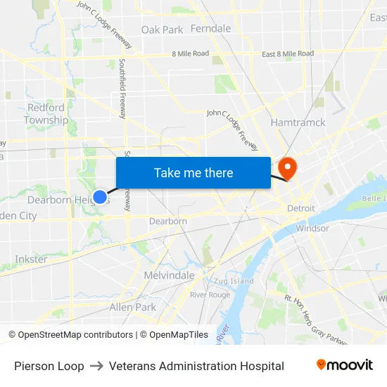 Pierson Loop to Veterans Administration Hospital map