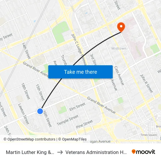 Martin Luther King & 17th to Veterans Administration Hospital map