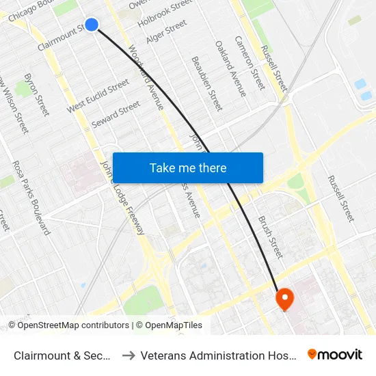 Clairmount & Second to Veterans Administration Hospital map