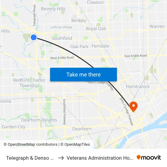 Telegraph & Denso Drive to Veterans Administration Hospital map