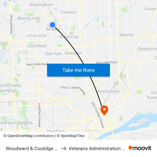 Woodward & Coolidge (Basha) to Veterans Administration Hospital map