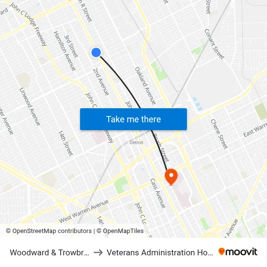 Woodward & Trowbridge to Veterans Administration Hospital map