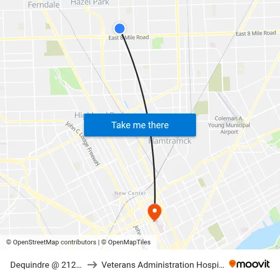 Dequindre @ 21230 to Veterans Administration Hospital map
