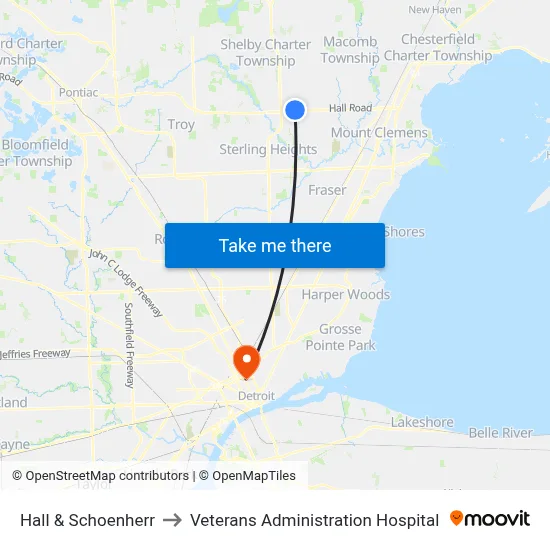 Hall & Schoenherr to Veterans Administration Hospital map