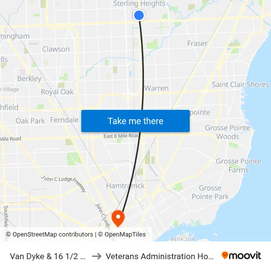 Van Dyke & 16 1/2 Mile to Veterans Administration Hospital map