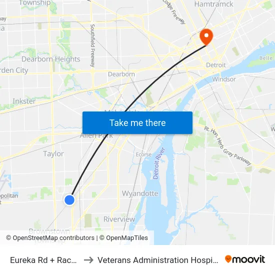 Eureka & Racho to Veterans Administration Hospital map