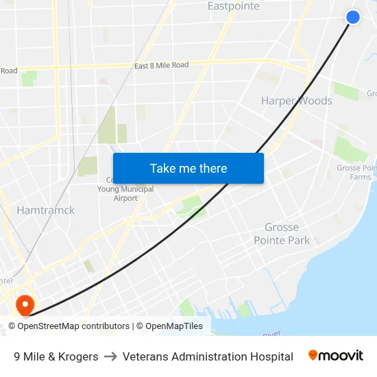 9 Mile & Krogers to Veterans Administration Hospital map