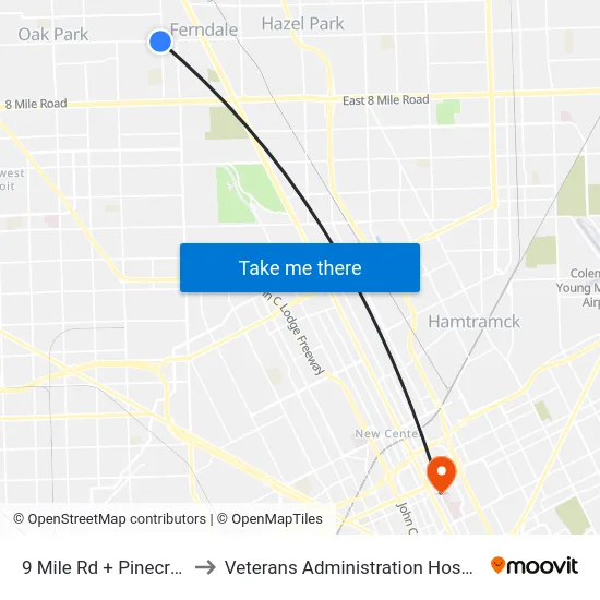 9 Mile & Pinecrest to Veterans Administration Hospital map