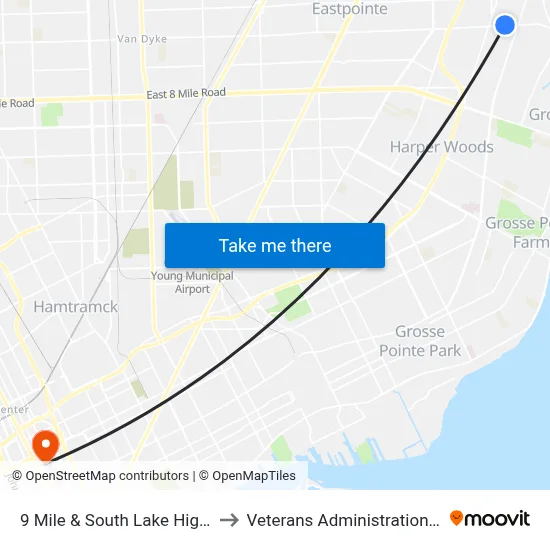 9 Mile & South Lake High School to Veterans Administration Hospital map