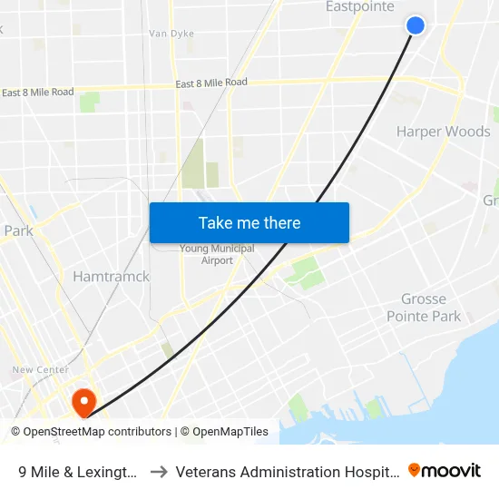 9 Mile & Lexington to Veterans Administration Hospital map