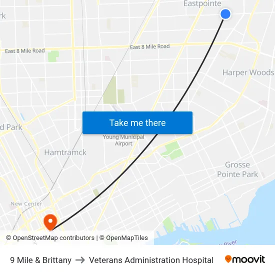 9 Mile & Brittany to Veterans Administration Hospital map