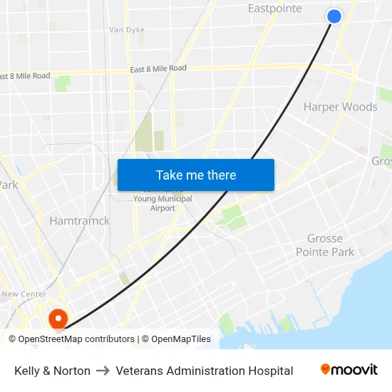 Kelly & Norton to Veterans Administration Hospital map