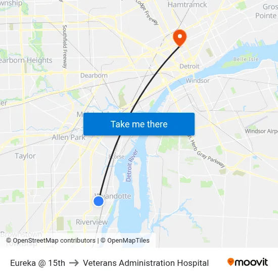 Eureka @ 15th to Veterans Administration Hospital map