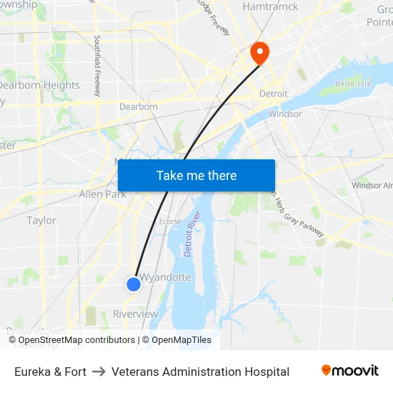 Eureka & Fort to Veterans Administration Hospital map