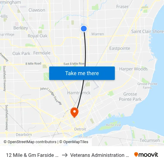 12 Mile & Gm Farside Mound to Veterans Administration Hospital map