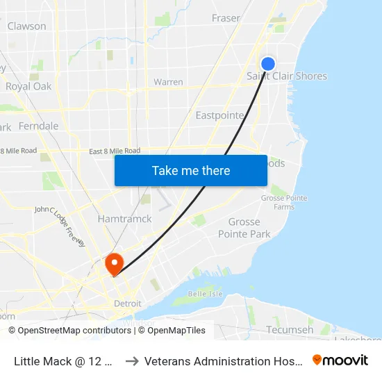 Little Mack @ 12 Mile to Veterans Administration Hospital map