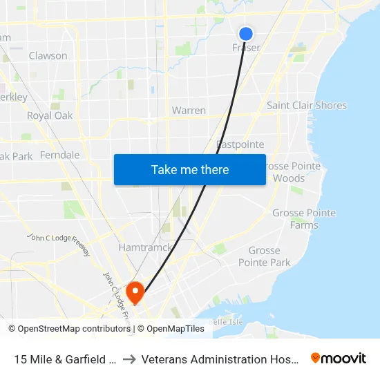 15 Mile & Garfield SE to Veterans Administration Hospital map