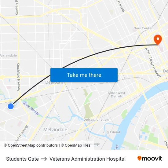 Students Gate to Veterans Administration Hospital map