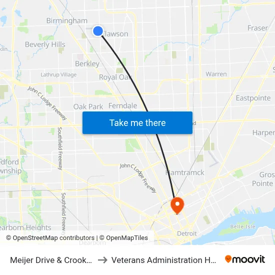 Meijer Drive & Crooks SW to Veterans Administration Hospital map