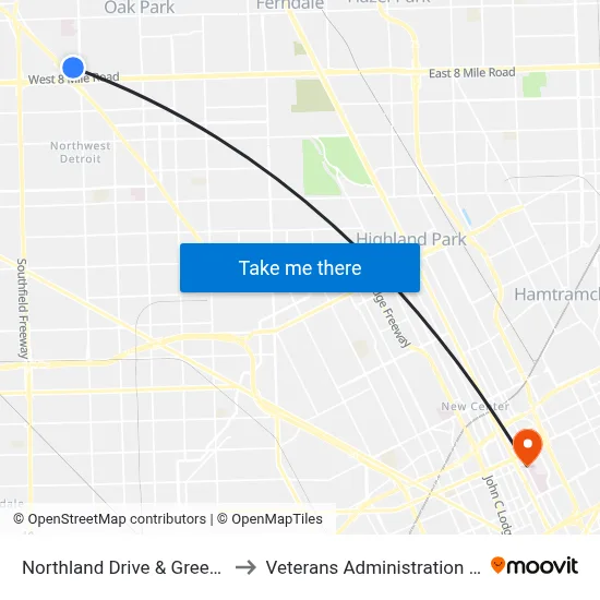 Northland Drive & Greenfield Eb to Veterans Administration Hospital map