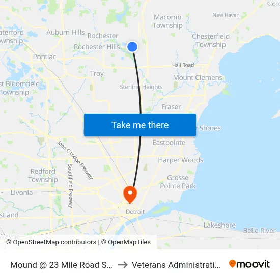 Mound @ 23 Mile Road SE (Amazon) to Veterans Administration Hospital map
