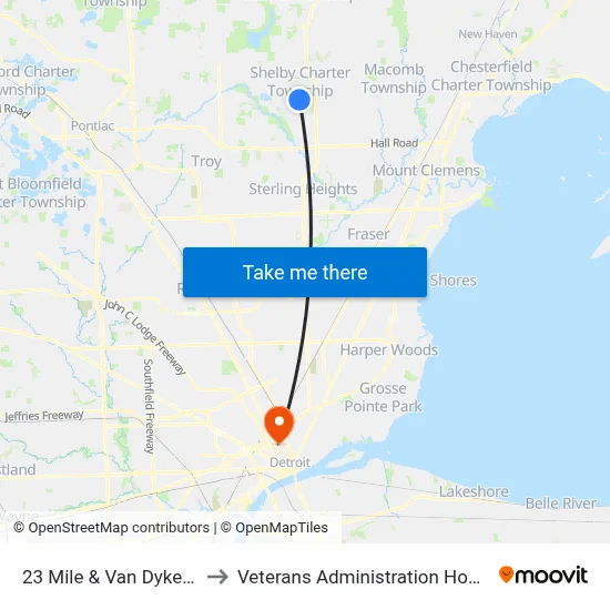 23 Mile & Van Dyke SW to Veterans Administration Hospital map