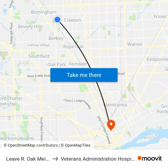 Leave R. Oak Meijer to Veterans Administration Hospital map