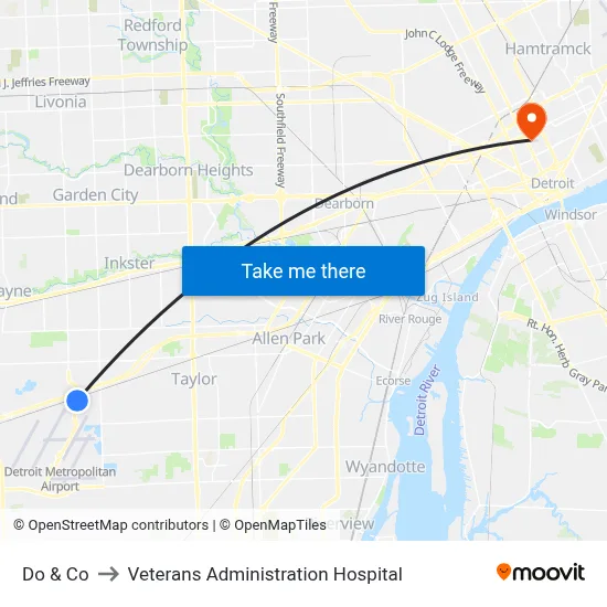 Do & Co to Veterans Administration Hospital map