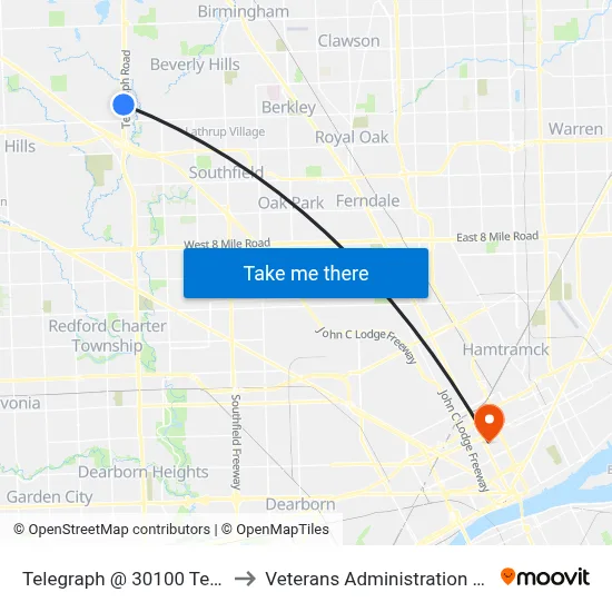 Telegraph @ 30100 Telegraph to Veterans Administration Hospital map