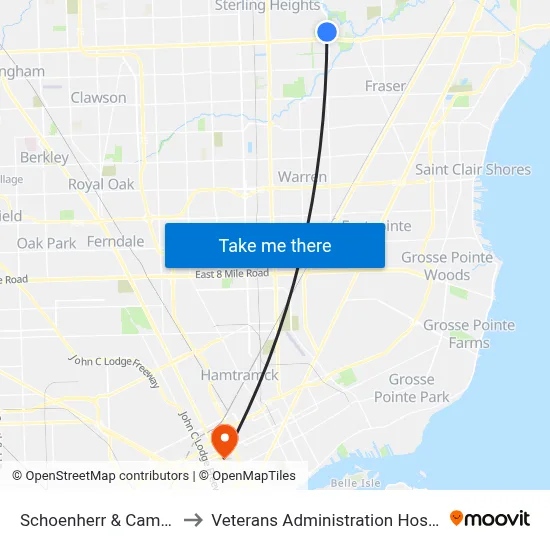 Schoenherr & Camelot to Veterans Administration Hospital map