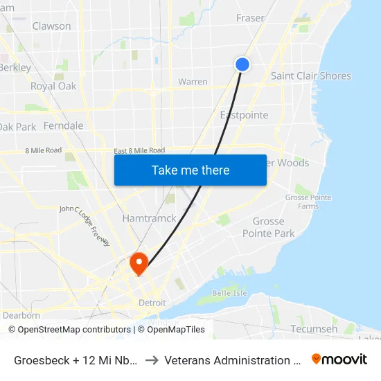 Groesbeck @ 12 Mi Nb Corner to Veterans Administration Hospital map