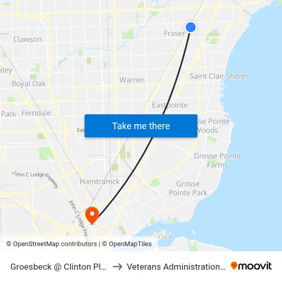 Groesbeck @ Clinton Plaza Drive to Veterans Administration Hospital map