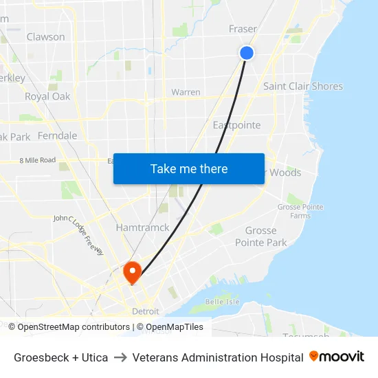 Groesbeck & Utica to Veterans Administration Hospital map