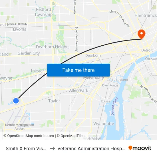 Smith @ Vistar to Veterans Administration Hospital map