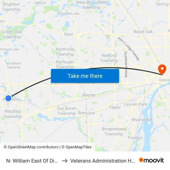 N- William East Of Division to Veterans Administration Hospital map