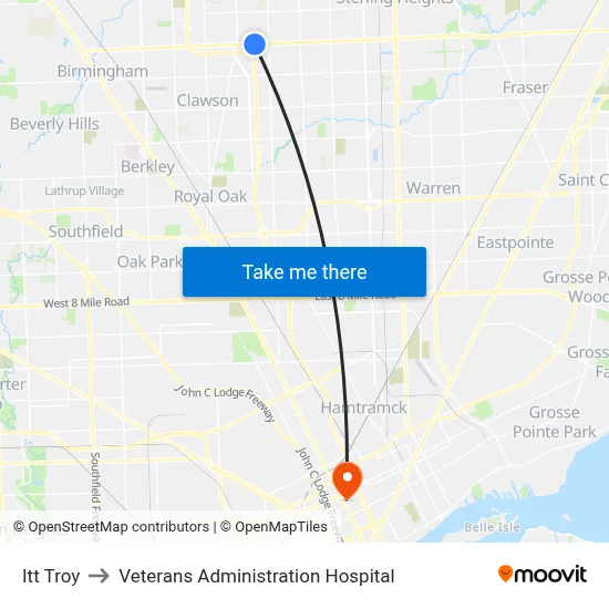 Itt Troy to Veterans Administration Hospital map