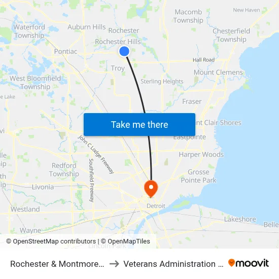 Rochester & Montmorency (Sb) to Veterans Administration Hospital map