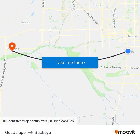 Guadalupe to Buckeye map