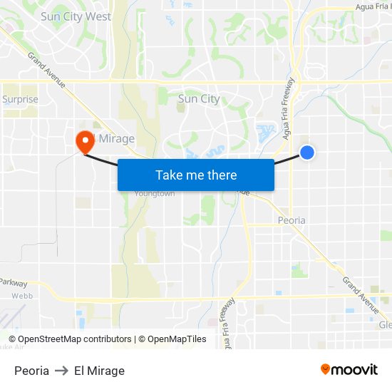 Peoria to El Mirage map